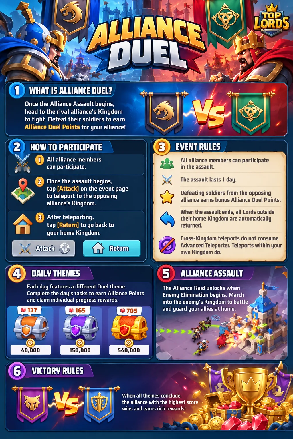 Alliance Duel Overview — Top Lords Alliance Duel guide infographic