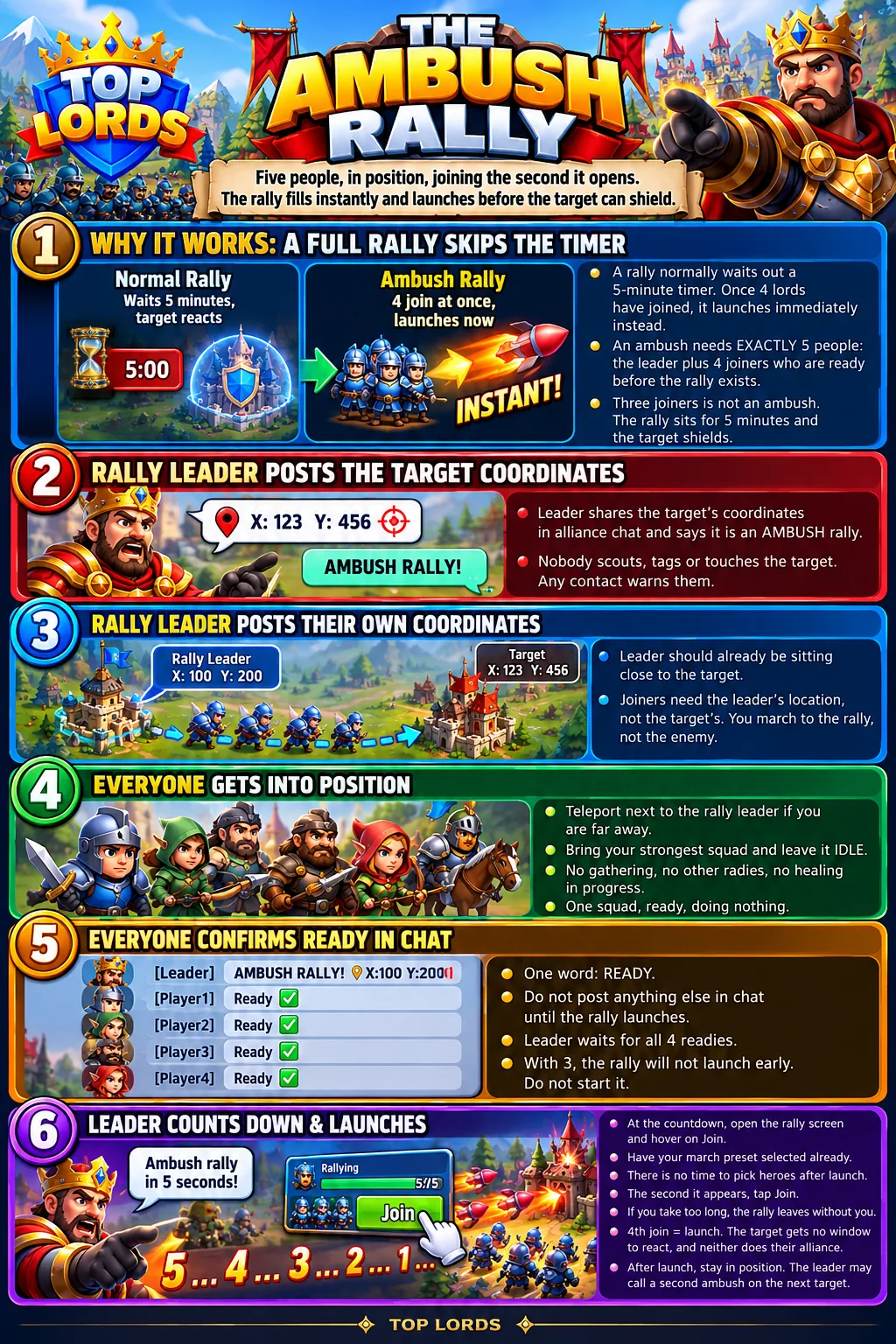 Ambush Rally — Top Lords Combat & Rallies guide infographic
